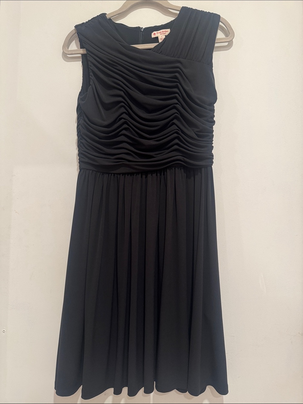 Brooks Brothers Black Ruched Bodice Midi Dress